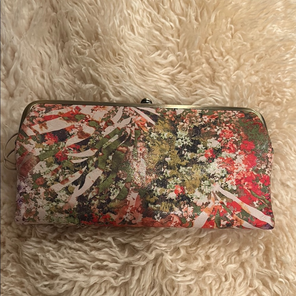 Hobo Lauren Vibrant Red and Green Floral Wallet